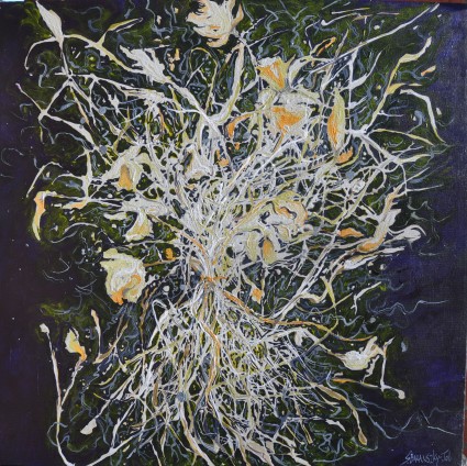 Night After Tangle, 24 by 24, Acrylic on Canvas 750.00